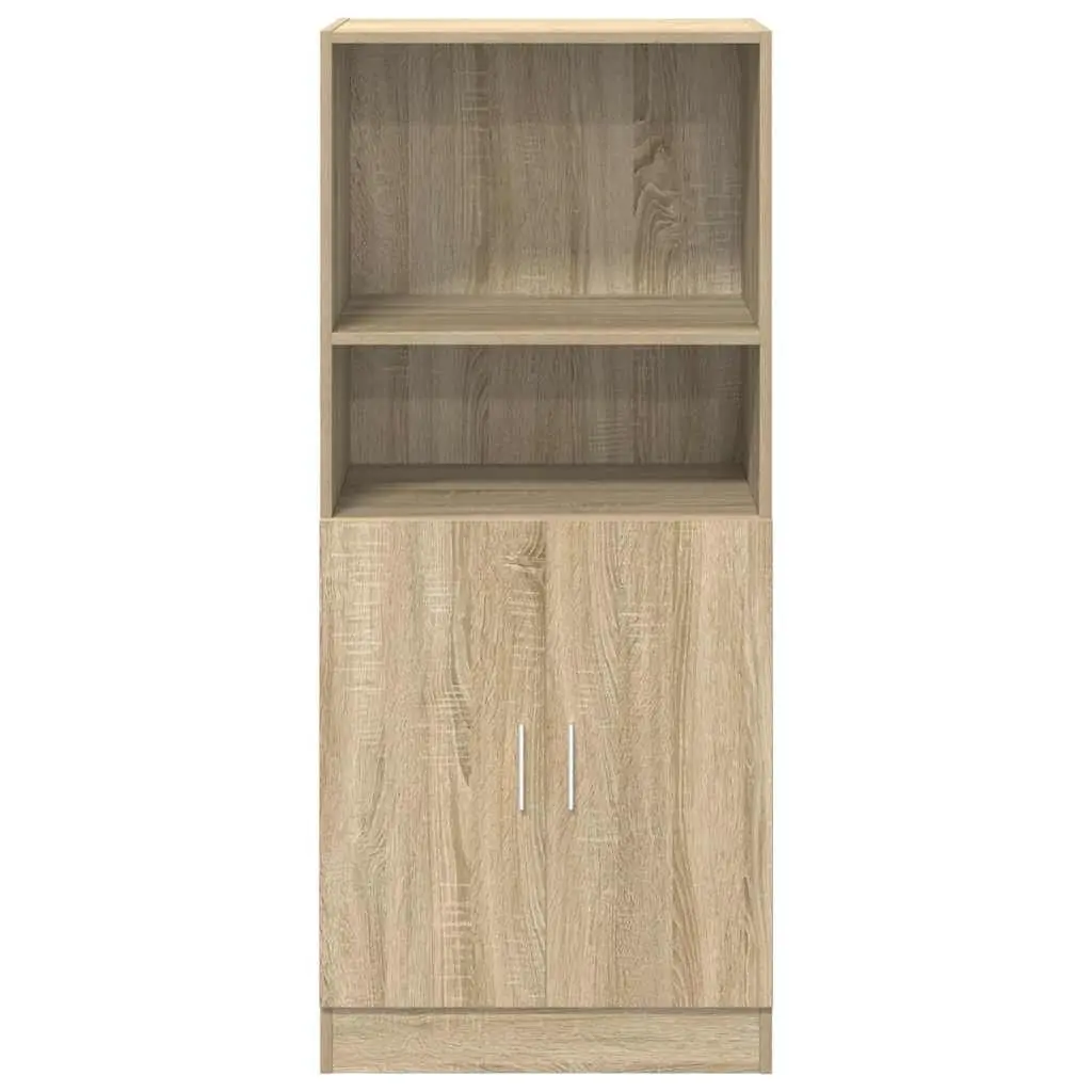 Engineered Wood Kitchen Storage Cabinet Brown 57x41.5x131.5cm with Open Shelves and Bottom Cupboard
