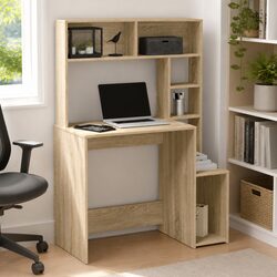 Engineered Wood Desk with Open Shelves, Brown 100x45x140 cm