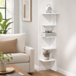 32x32x127.5 cm White Wall Corner Shelf with Durable Design