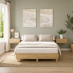 Engineered Wood Bed Frame 135x190 cm with Slatted Base