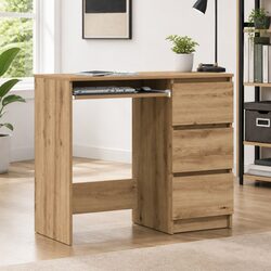 Engineered Wood Office Desk 90x45x76cm with 3 Drawers