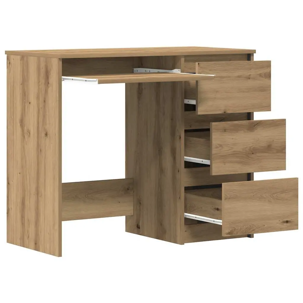 Office Desk with Storage 90x45x76cm Brown