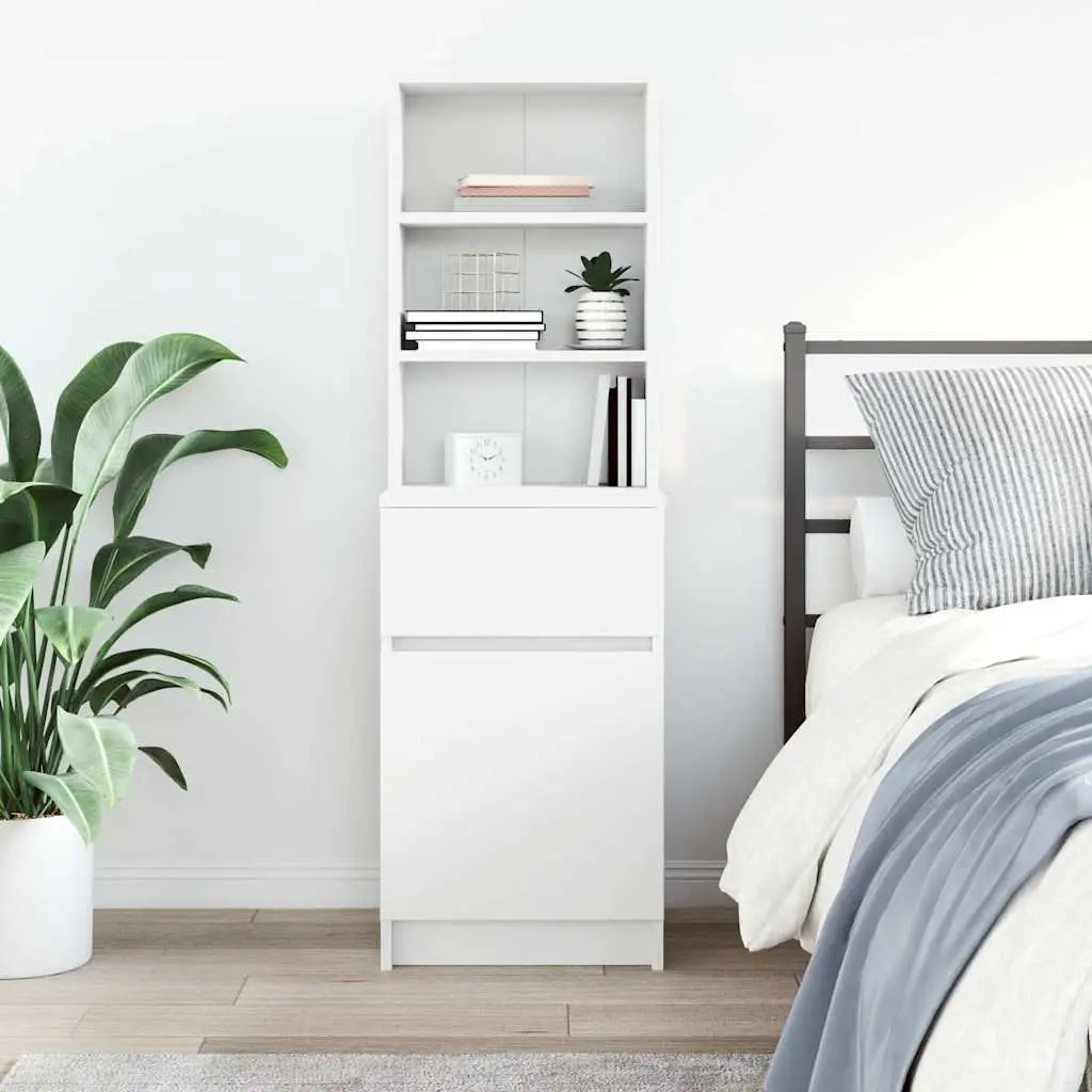 Engineered Wood Bedside Cabinet Storage Table Brown Left Right Door 39x35x125cm