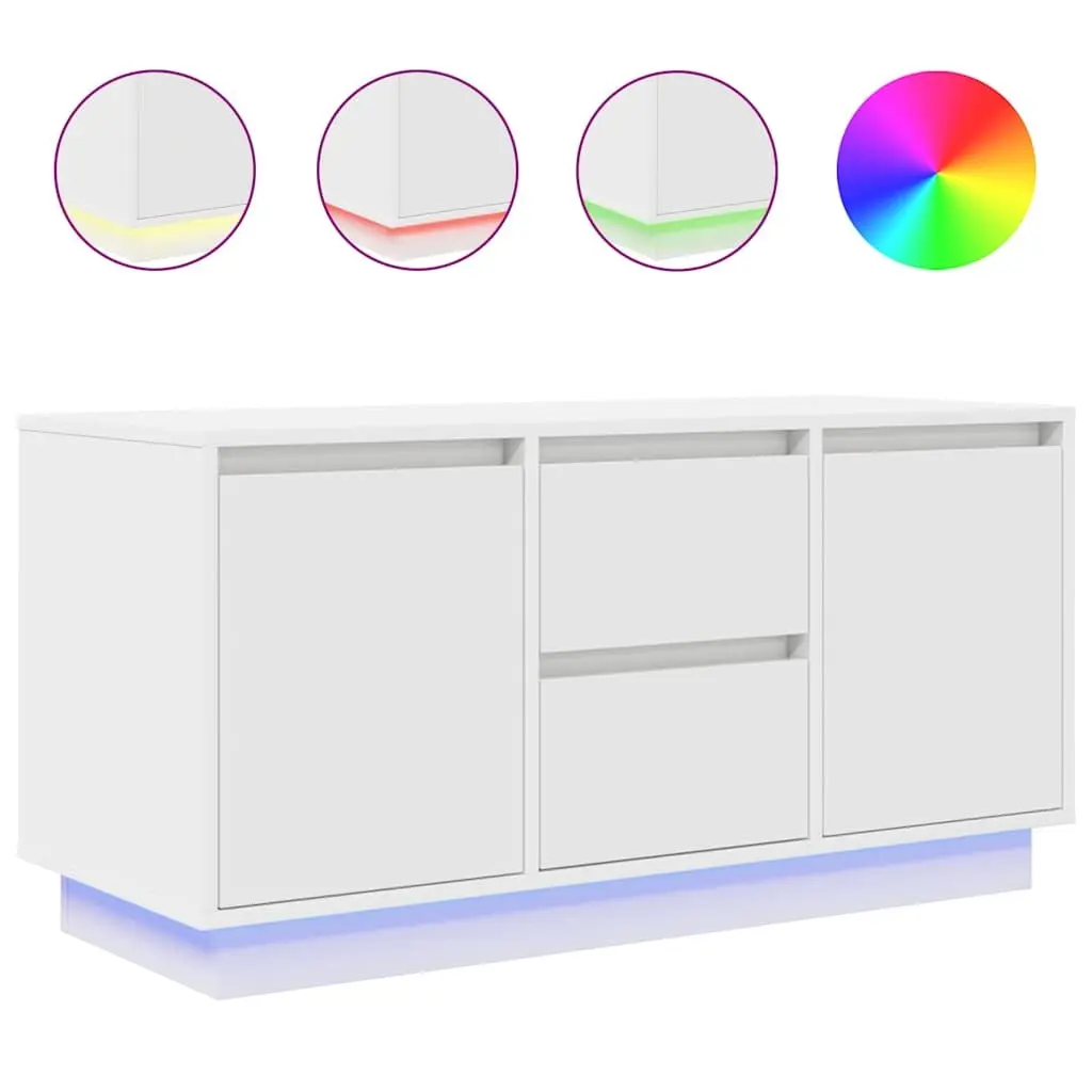 TV Cabinet with RGB LED Lights Storage Unit White 100 x 41 x 50 cm