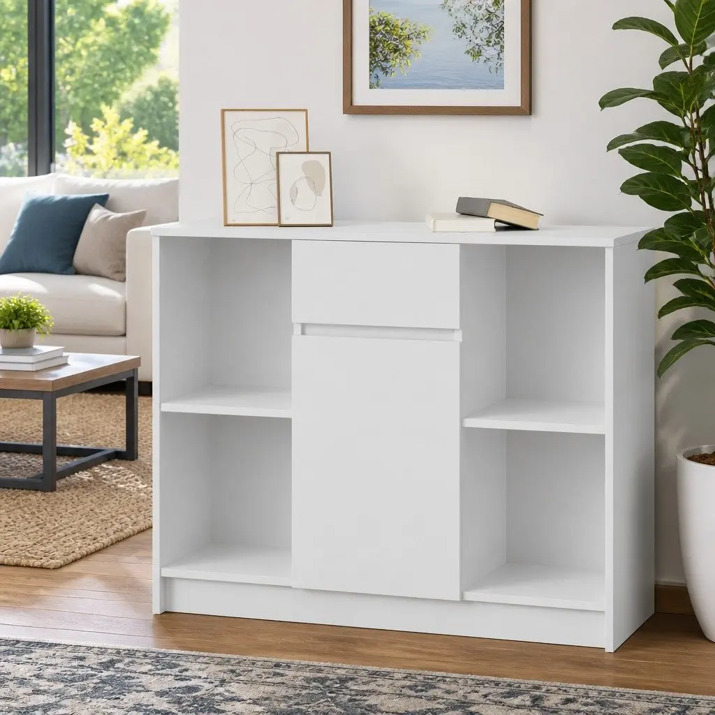 Sideboard Cabinet Storage Engineered Wood 101cm White
