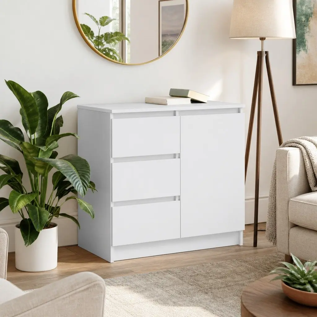 Sideboard Storage Cabinet Engineered Wood White 71 x 35 x 65 cm