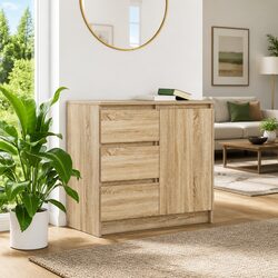Brown Engineered Wood Sideboard with Ample Storage