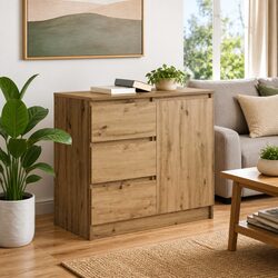 Engineered Wood Sideboard Storage Cabinet in Brown