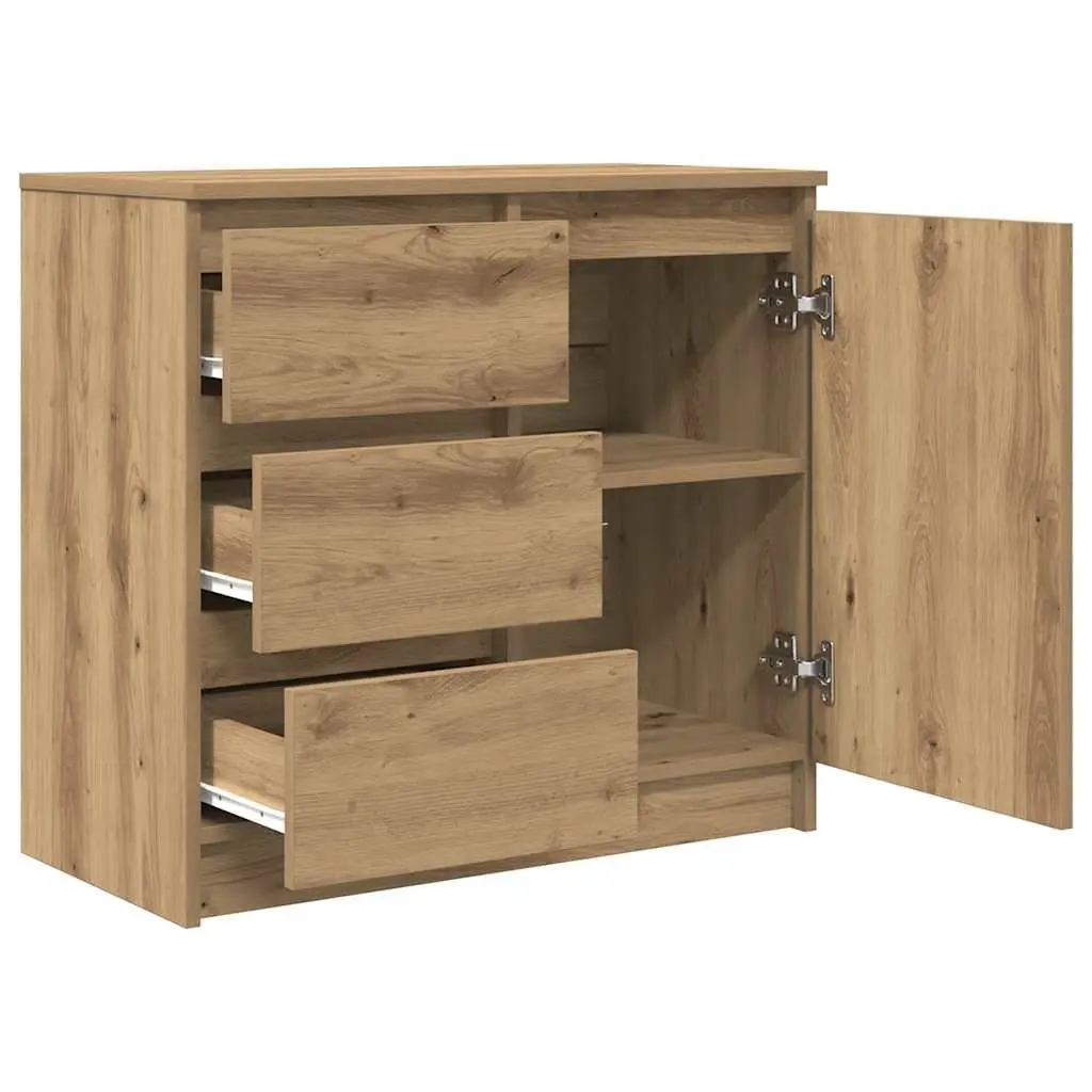 Sideboard Storage Cabinet with Drawer Organiser Brown Engineered Wood 71W x 35D x 65H cm