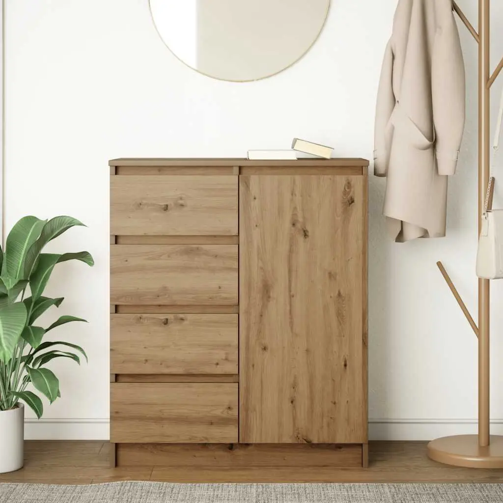 Sideboard Storage Cabinet Brown Engineered Wood with Drawers and Door 71W x 35D x 84H cm