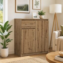 Engineered Wood Sideboard Cabinet with Drawer in Brown
