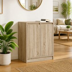 Brown Engineered Wood Sideboard Cabinet with Ample Storage