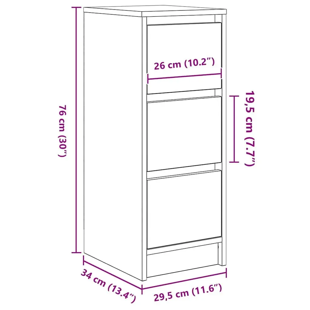 Sideboard Storage Cabinet Engineered Wood Brown 29.5x34x76 cm