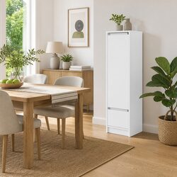 White Engineered Wood Highboard Storage Cabinet