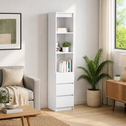 Engineered Wood Highboard Cabinet 37.5x35x180cm in White
