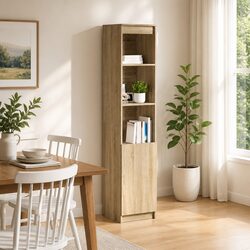 Brown Engineered Wood Highboard Storage Cabinet 37.5x35x180cm