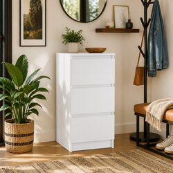 White Engineered Wood Sideboard 37.5x35x76cm Storage Unit
