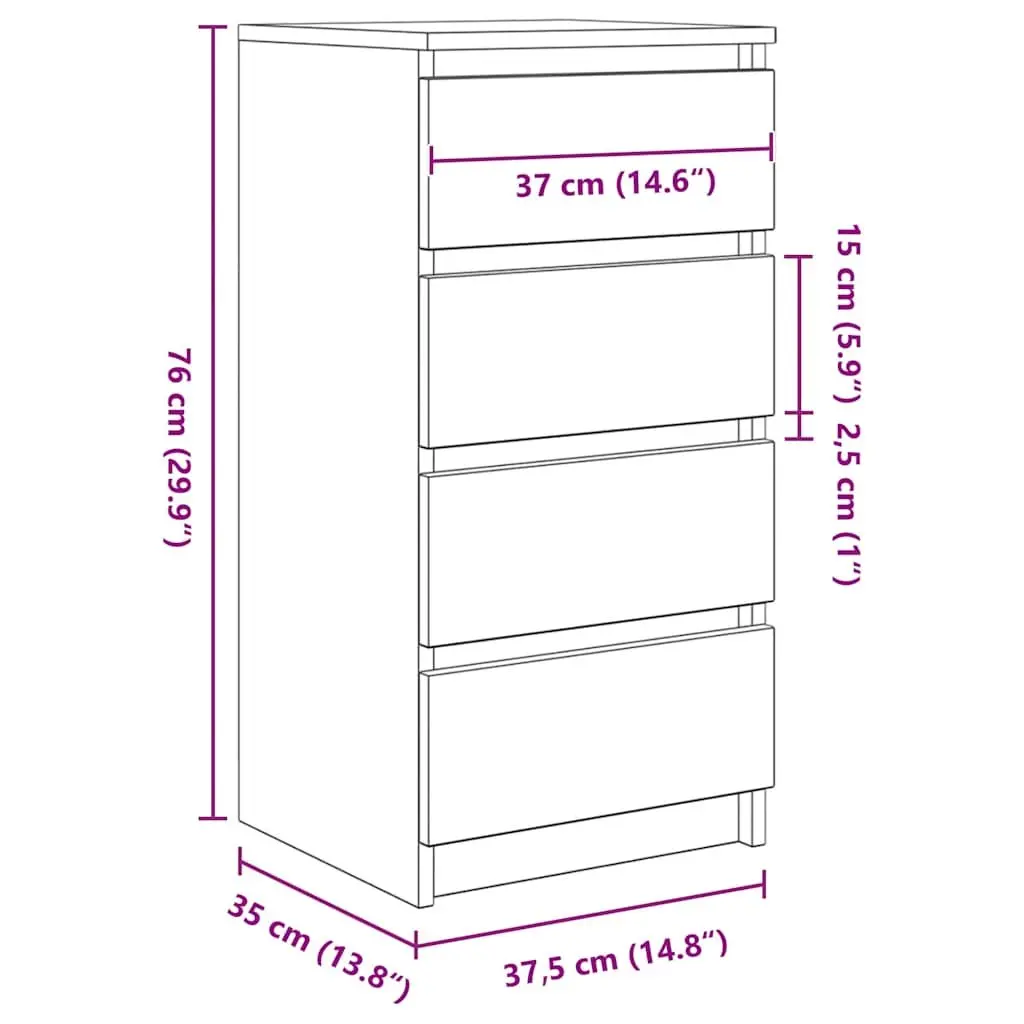 Sideboard Storage Cabinet Engineered Wood Ample Storage 37.5x35x76cm Black Oak