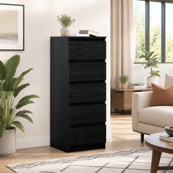 Black Oak Sideboard Storage Cabinet with Drawers