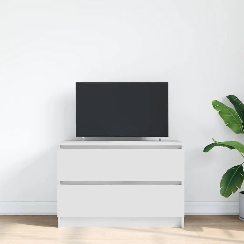 TV Cabinet Engineered Wood Ample Storage Space White 80 x 35 x 54 cm