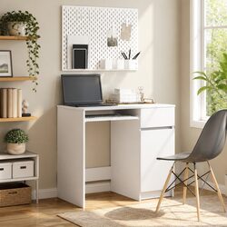 Engineered Wood Office Desk with Storage Features