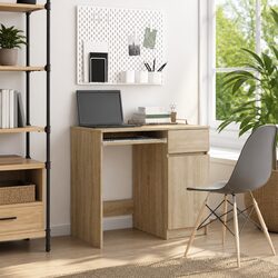 Engineered Wood Office Desk with Cabinet and Drawer