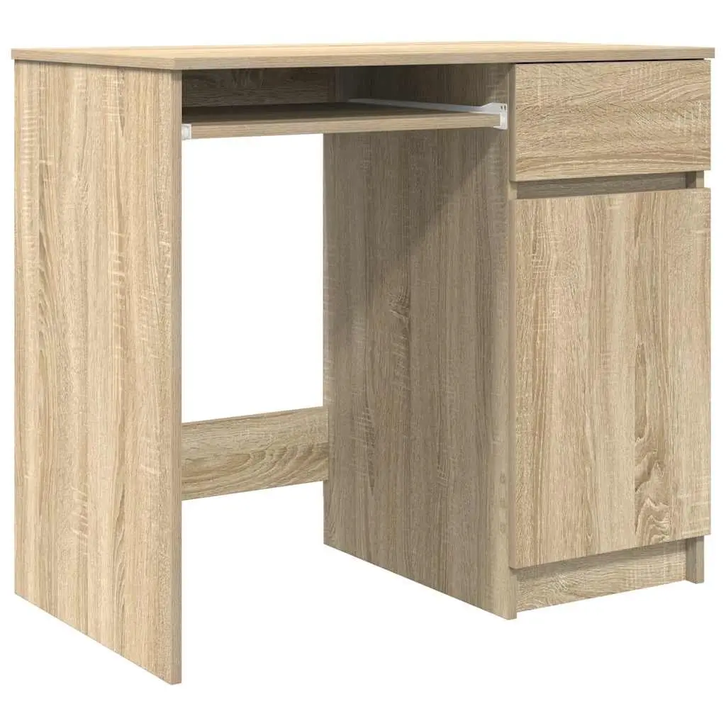 Engineered Wood Office Desk Brown Storage Solutions 86x49x76cm with Drawer and Cabinet Door