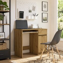 Office Desk in Brown Engineered Wood with Storage Features