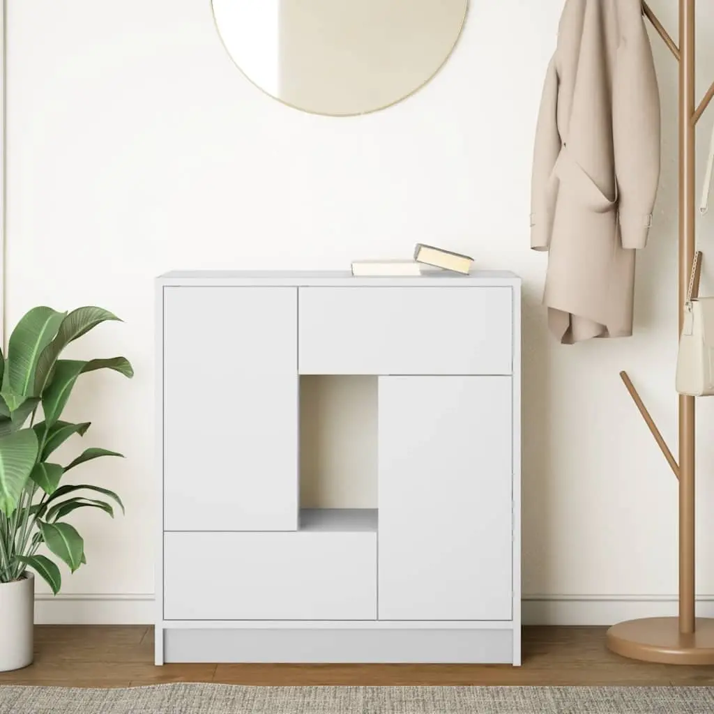 Sideboard Storage Cabinet with Drawers and Doors White 70.5W x 34D x 74.5H cm