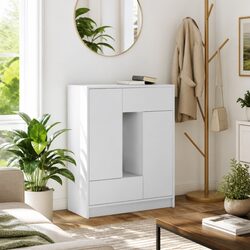 Durable White Sideboard Buffet Cabinet with Storage Solutions