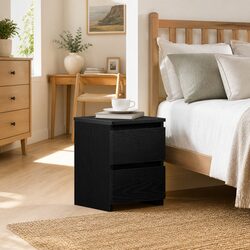 Engineered Wood Bedside Cabinet Black Oak 30x30x40cm