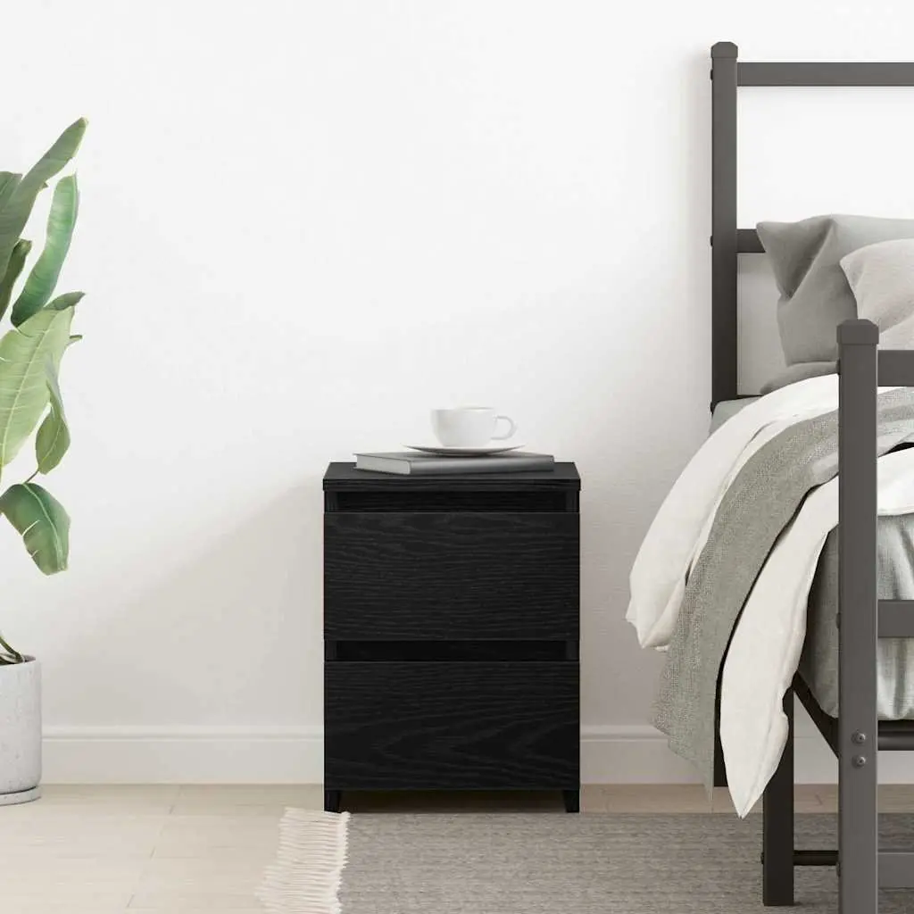Bedside Cabinet Compact Storage Drawer 30x30x40cm Black Oak