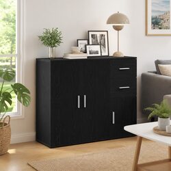 Black Oak Sideboard Storage Cabinet 91x29.5x75 cm