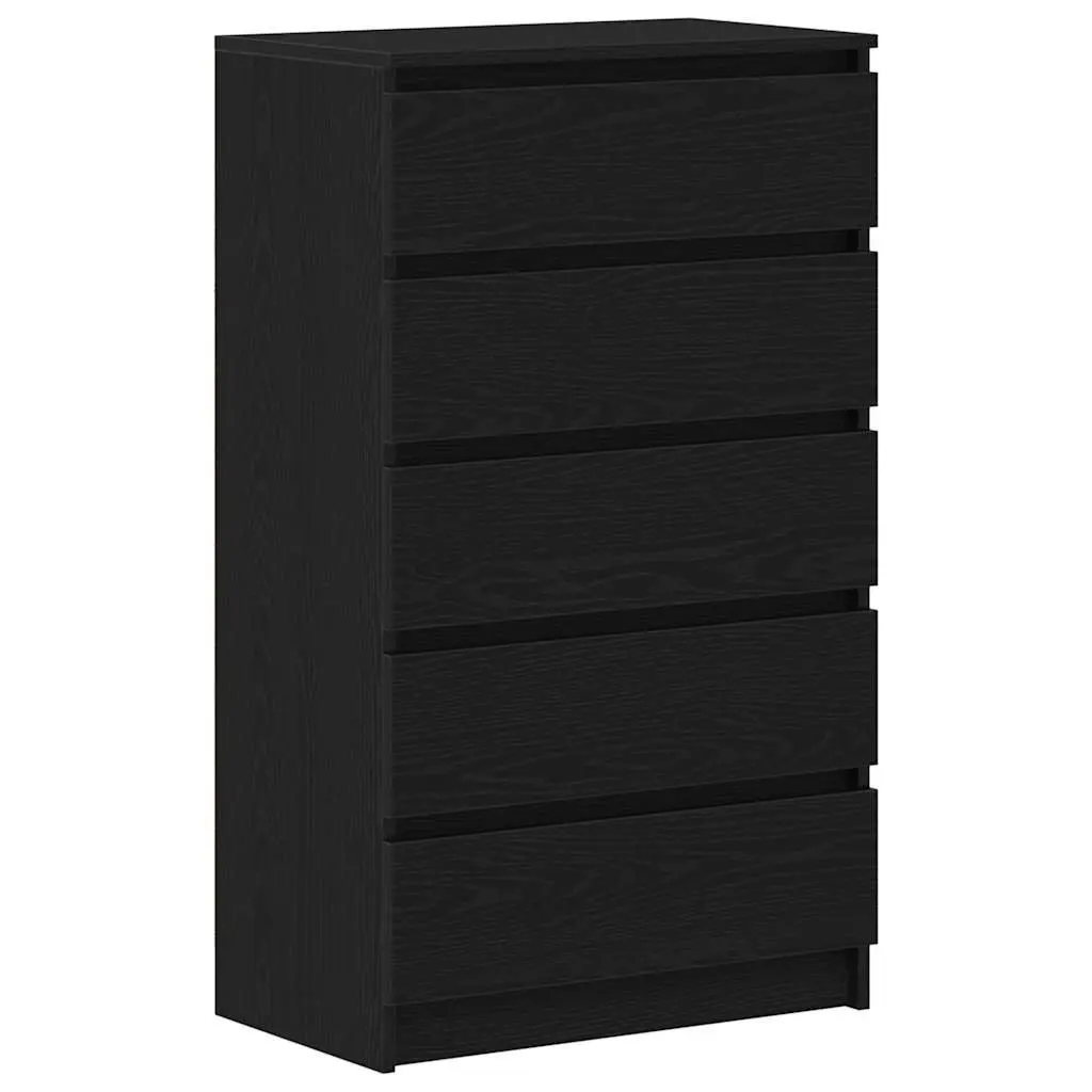 Drawer Cabinet Storage Chest 5 Drawers Black Oak 60x36x103 cm