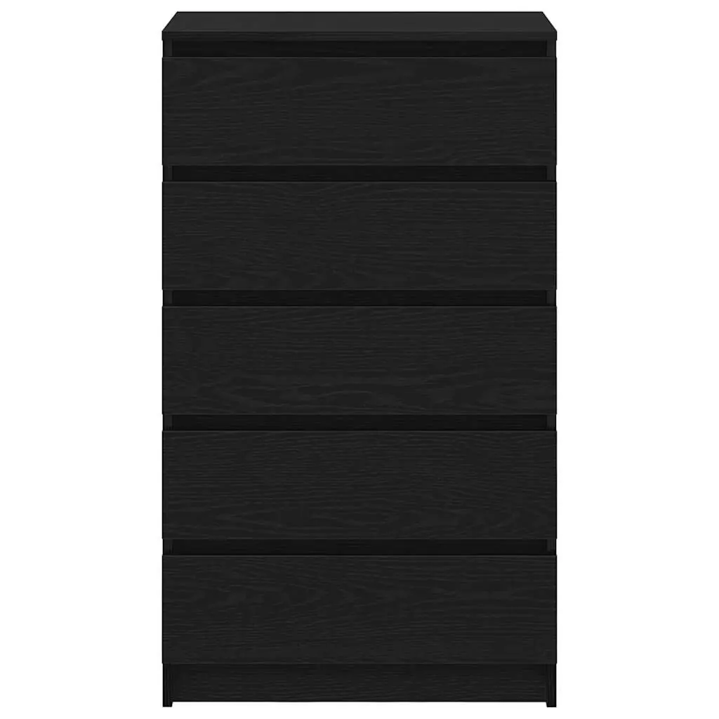 Drawer Cabinet Storage Chest 5 Drawers Black Oak 60x36x103 cm