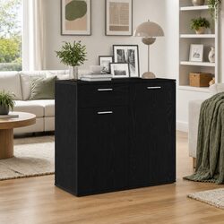 Engineered Wood Sideboard Black Oak 80x36x75cm