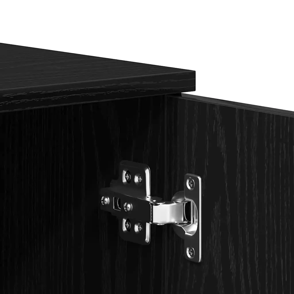 Storage Cabinet Engineered Wood Black Oak 80x36x75cm Minimalist Sideboard
