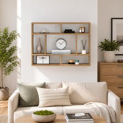 Wall-Mounted Floating Shelf in Solid Acacia Wood