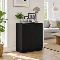 Black Oak Sideboard: Engineered Wood Storage Solution