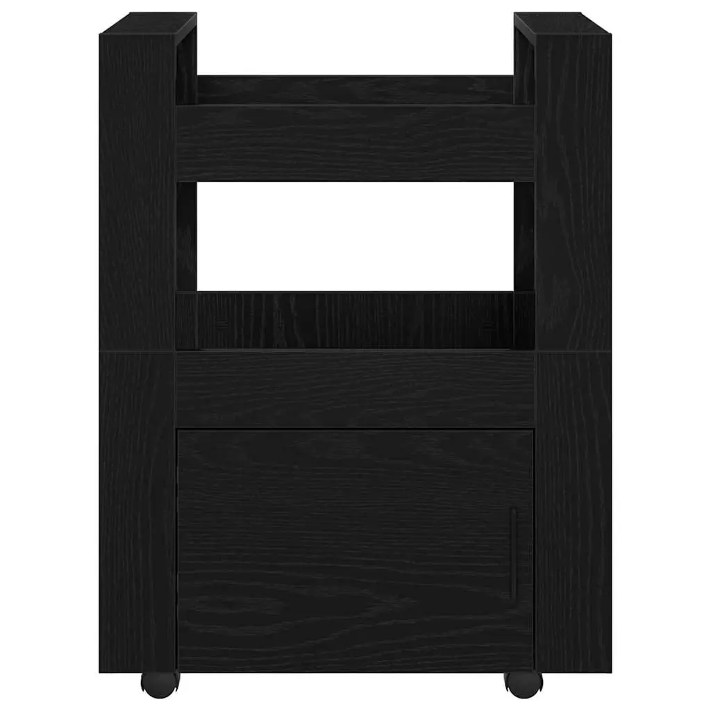 Kitchen Trolley Multi-Level Storage Compact 60 x 45 x 80 cm Black Oak Engineered Wood
