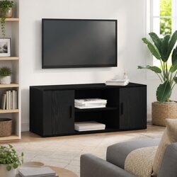 Black Oak TV Cabinet Dimensions 100x35x40cm Engineered Wood