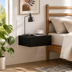 Floating Nightstand in Brown Engineered Wood Construction