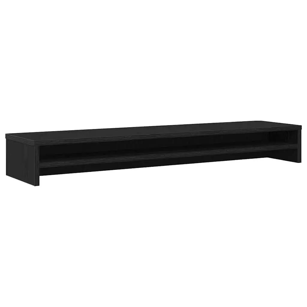 Desk Organizer Monitor Stand Engineered Wood Black Oak 100x24x13cm
