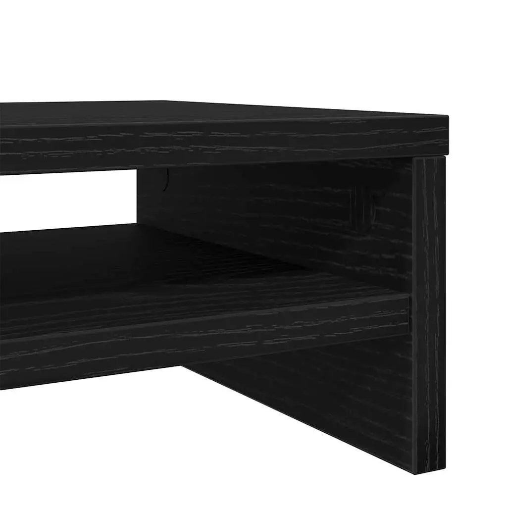 Desk Organizer Monitor Stand Engineered Wood Black Oak 100x24x13cm