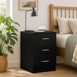 Black Oak Bedside Cabinet with Ample Storage Space