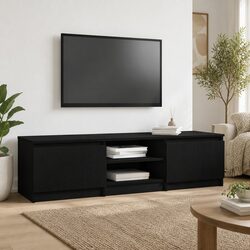 Engineered Wood TV Cabinet Black Oak 140x40x36cm