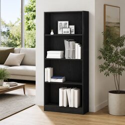 Bookshelf Black Oak 60x24x143cm Engineered Wood Storage Unit
