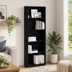 Engineered Wood Black Oak Bookshelf for Home Storage