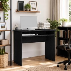 Black Oak Desk 90x50x74cm Engineered Wood Construction