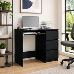 Black Office Desk Engineered Wood 90x45x76 cm